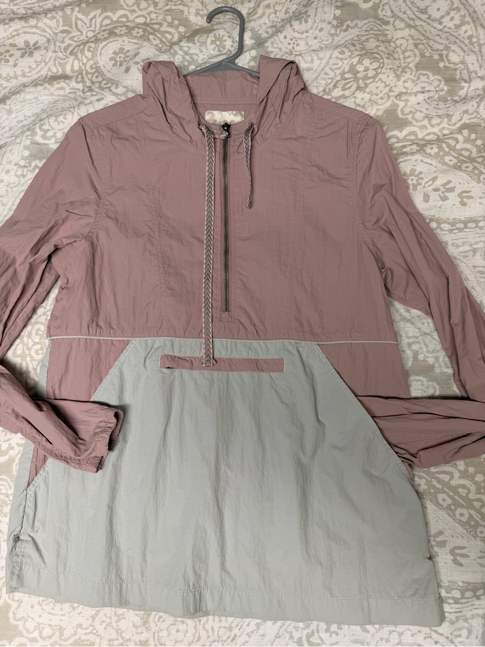 Zine Clothing Mauve and Light Gray Colorblock Hooded Utility Anorak